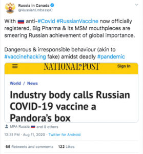 russia be spreading vaccine misinformation undermine
