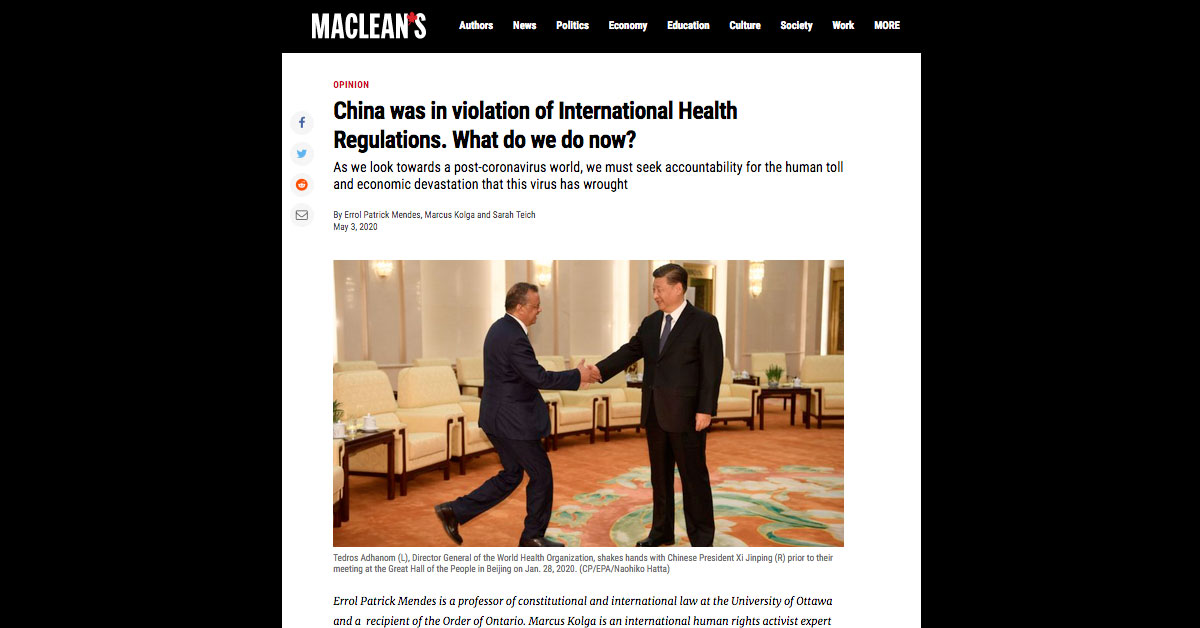 MACLEANS: China was in violation of International Health Regulations. What do we do now?