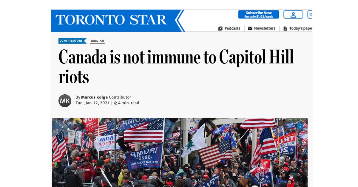 Canada is not immune to Capitol Hill riots