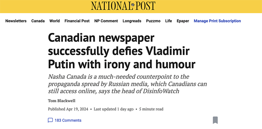 DisinfoWatch in The National Post