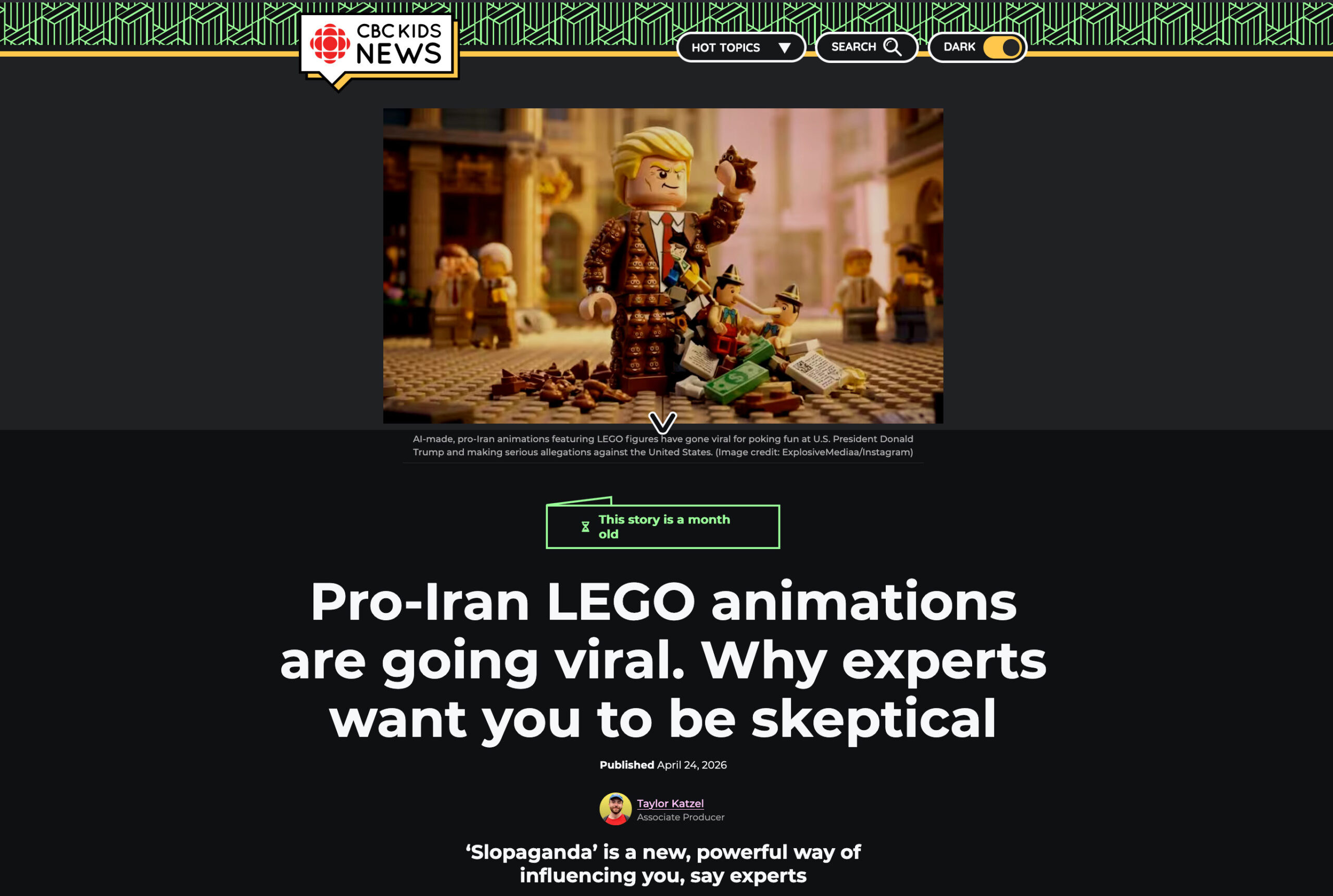 DisinfoWatch on Iranian Regime AI Slopaganda with CBC Kids News